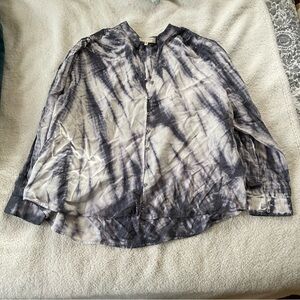 Side Stitch Women's Top Sz XL Tie Dye Tencera Button Front Top Blue A393918